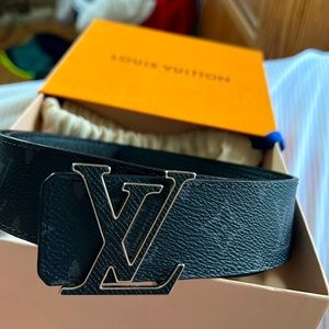 Black Snakeskin LV belt